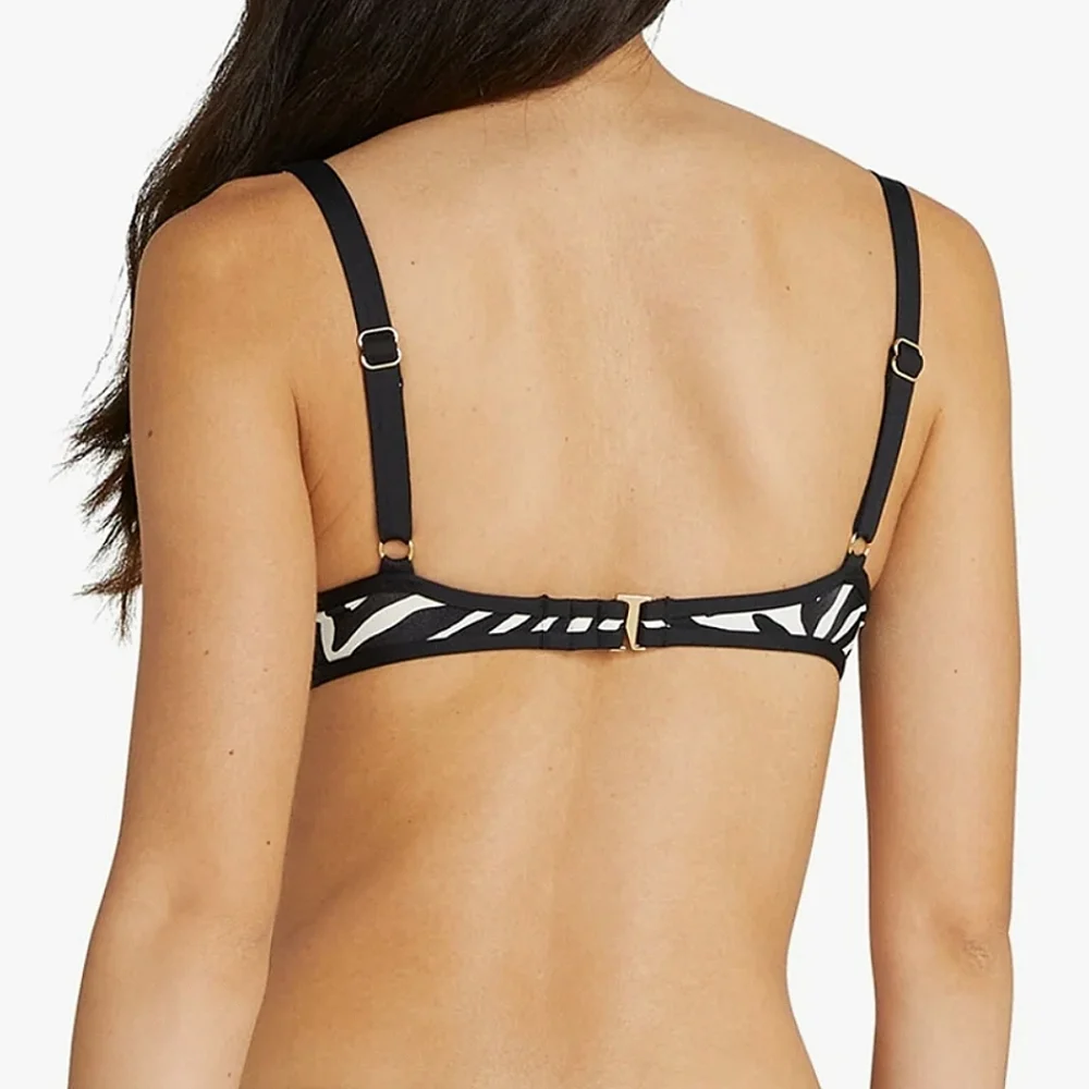 KATE SPADE NY Zebra Underwire Bralette Bikini Top & High Waist Bottom BUNDLE NWT